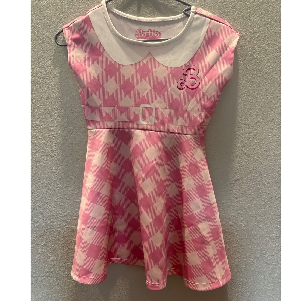 Barbie The Movie Dress Up Girls Pink Skater Dress Size S 6-6X